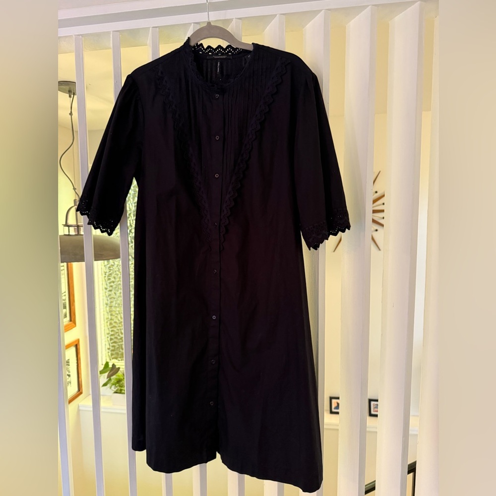Scotch & Soda black button-up tunic with cotton-lace detail - XL